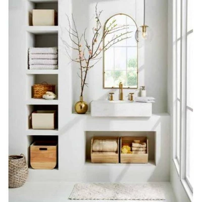 Textured Diamond Shag Bath Rug Cream - Opalhouse⢠- Image 3