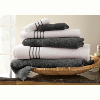 Modern Threads 6 Piece Quick Dry Stripe Towel Set. - Image 3