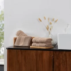 4pc Feather Touch Cotton Hand Towel Set Brown - Trident Group