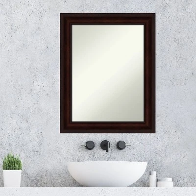 23" X 29" Non-Beveled Bathroom Wall Mirror Coffee Bean Brown - Amanti Art - Image 6