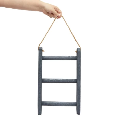 Farmlyn Creek 3-Tier Rustic-Style Hanging Towel Rack, Small Wooden Hanging Ladder Towel Racks For Bathroom With Rope, 10 X 23 In, Gray - Image 3
