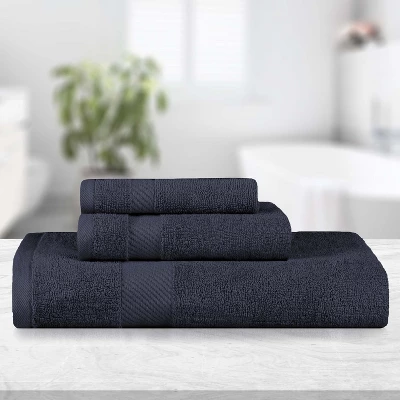 Modern Solid Classic Luxury Cotton 3 Piece Bath, Face, And Hand Towel Set By Blue Nile Mills
