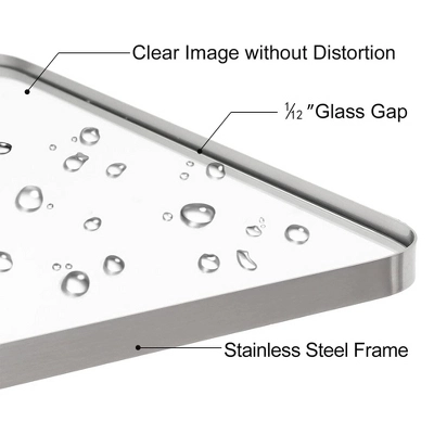 ANDY STAR 22 Inch Tall By 34 Inch Wide Rectangular Tilting Modern Floating Vanity Mirror With Rounded Edges And Adjustable Wall Mounts, Brushed Nickel - Image 3