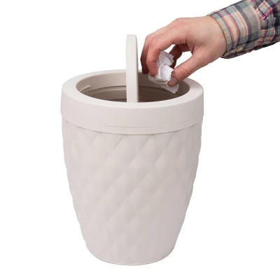 Round Wastepaper Basket And Toilet Brush Set Ivory - Mind Reader - Image 2