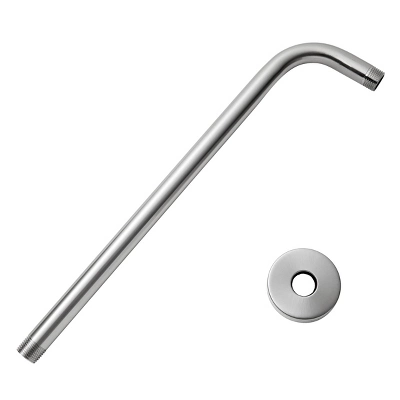 Built Industrial Shower Head Arm Extension With Flange, 15 Inch Wall Mounted Extension Arm For Rainfall Shower Head, Brushed Nickel - Image 2