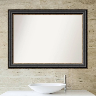 44" X 33" Non-Beveled Thomas Black Bronze Bathroom Wall Mirror - Amanti Art - Image 5
