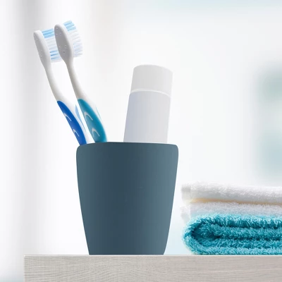 Unique Bargains 2Pcs Bathroom Tumblers Bathroom Toothbrush Cup Blue 4.33''x2.76'' 350ml