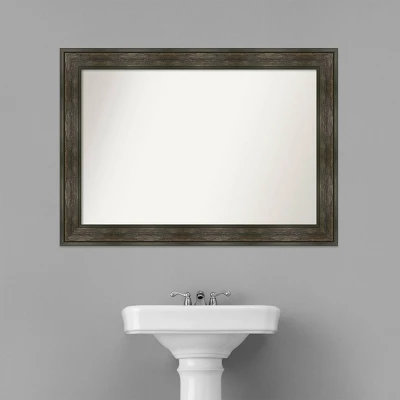 42" X 30" Non-Beveled Rail Rustic Char Bathroom Wall Mirror - Amanti Art - Image 7