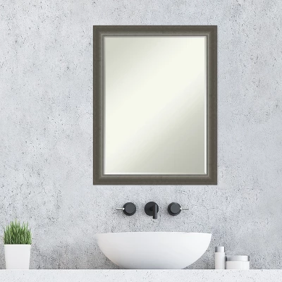 Amanti Art Domus Dark Silver Petite Bevel Wood Bathroom Wall Mirror 27 X 21 In. - Image 6