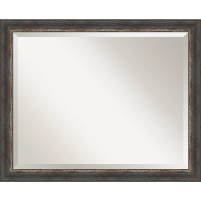 Bark Rustic Framed Bathroom Vanity Wall Mirror Charcoal - Amanti Art - Image 13