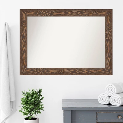 42" X 30" Non-Beveled Bridge Wood Bathroom Wall Mirror Brown - Amanti Art - Image 8