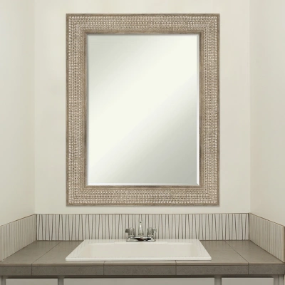 Amanti Art Trellis Silver Petite Bevel Wood Bathroom Wall Mirror 30 X 24 In. - Image 4